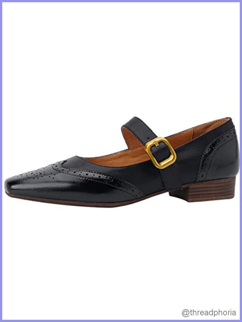 Mary Jane Leather Flats Square Toe Slip On Vintage Casual Dress Shoes